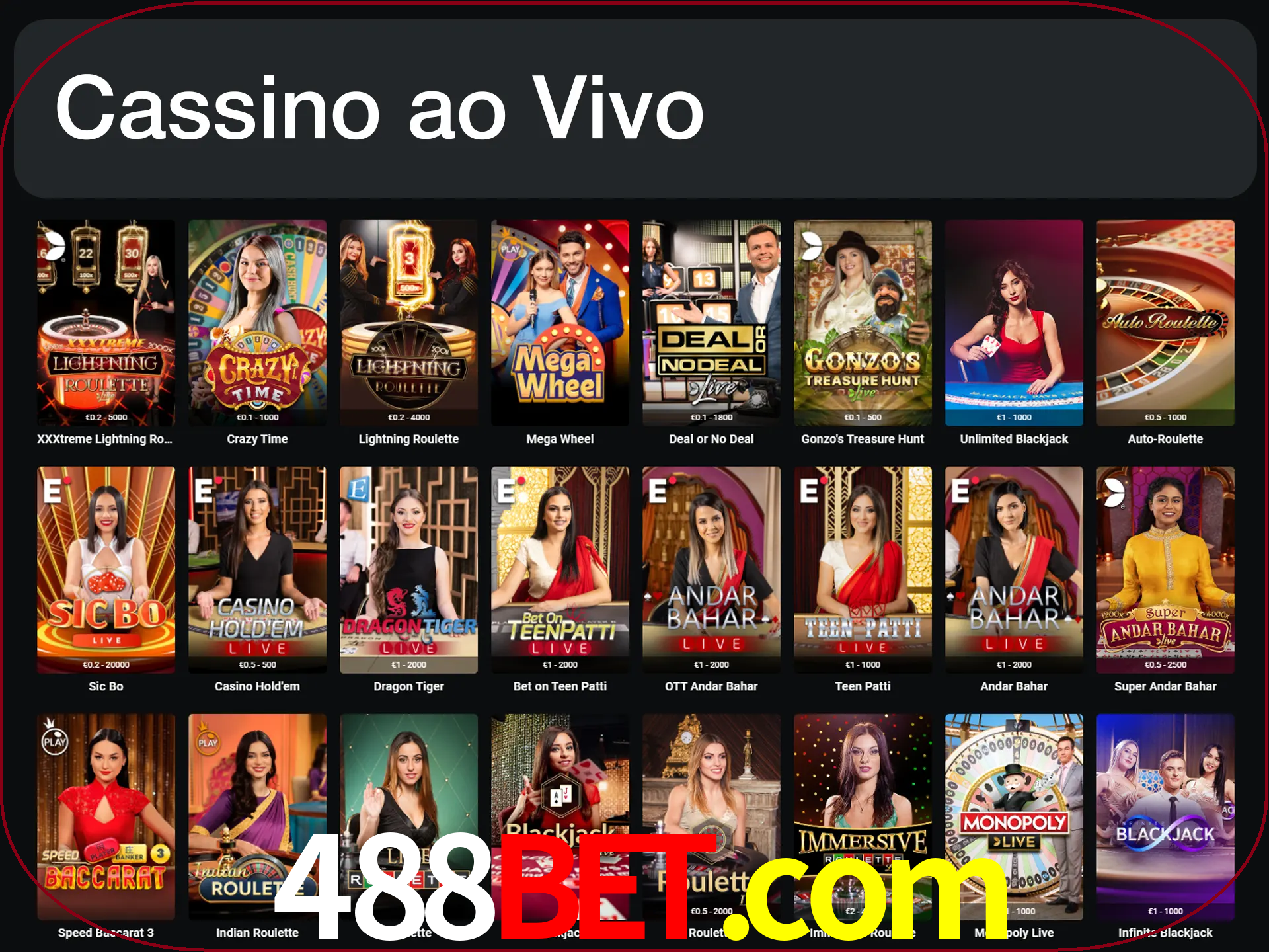 Jogue jogos de cassino com um verdadeiro dealer.