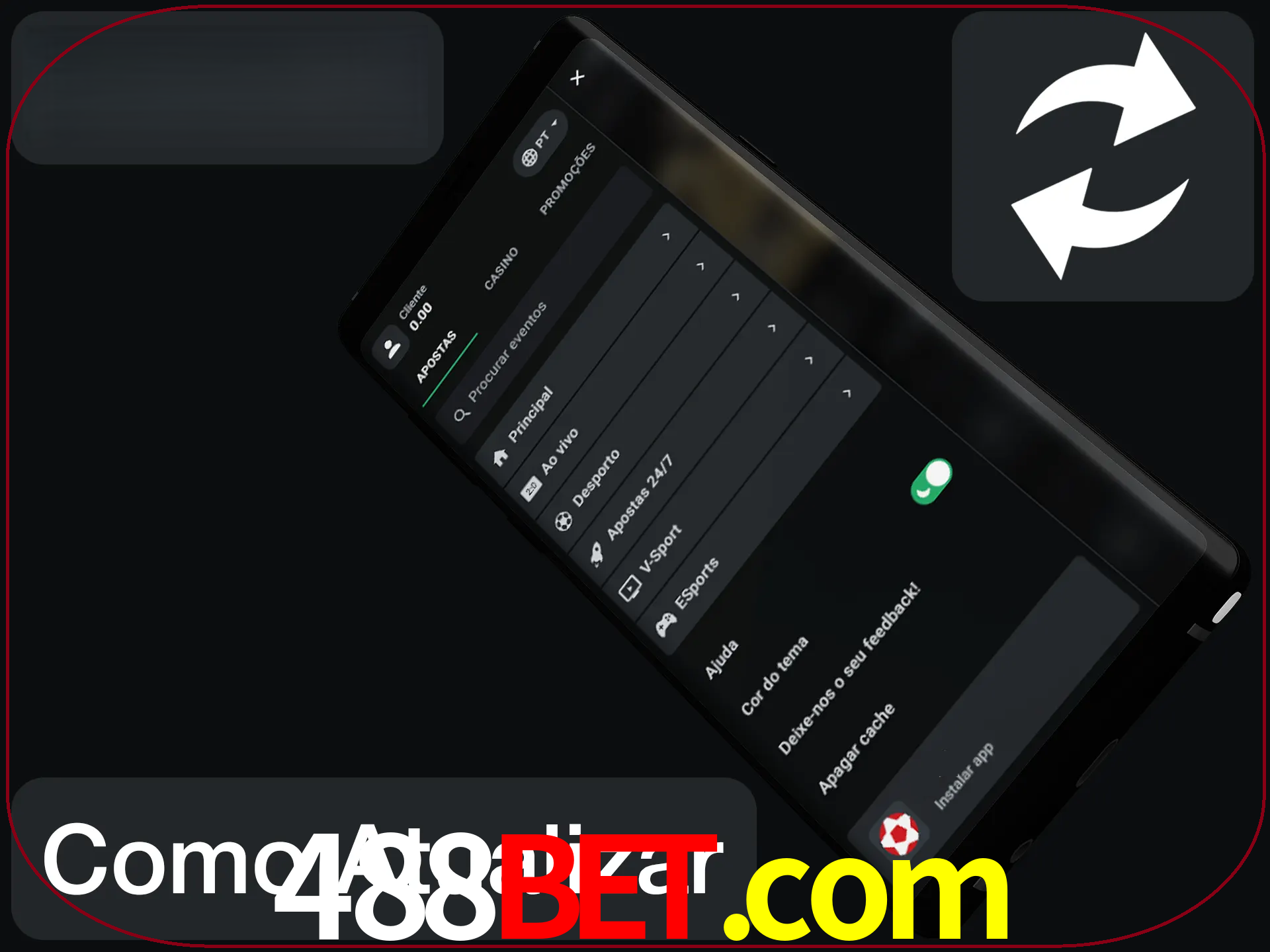 O aplicativo é atualizado automaticamente quando você faz o login.